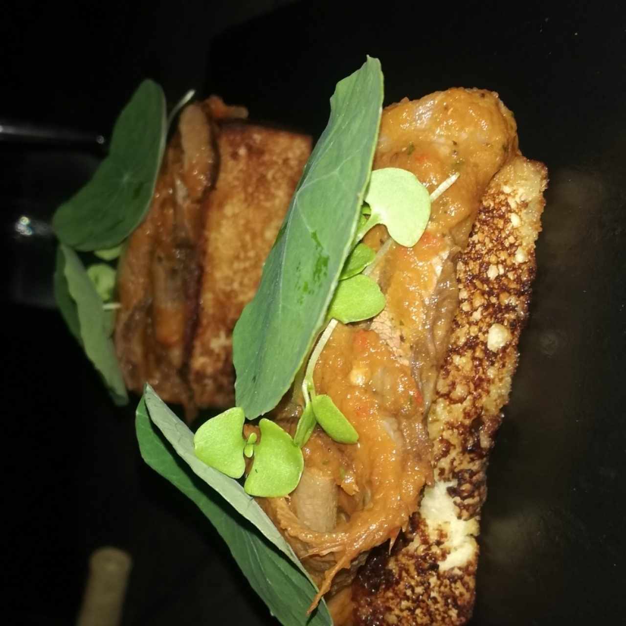homemade Beef Tongue Tasajo open sando 
