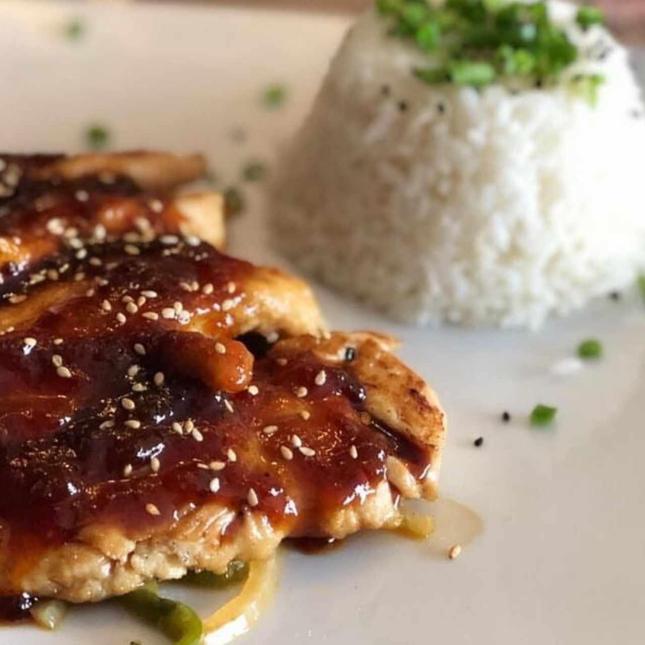 Pollo Teriyaki/arroz blanco.