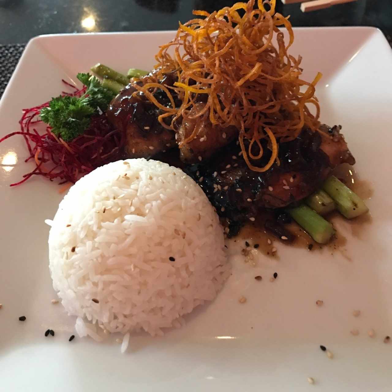Corvina en chutney de piña