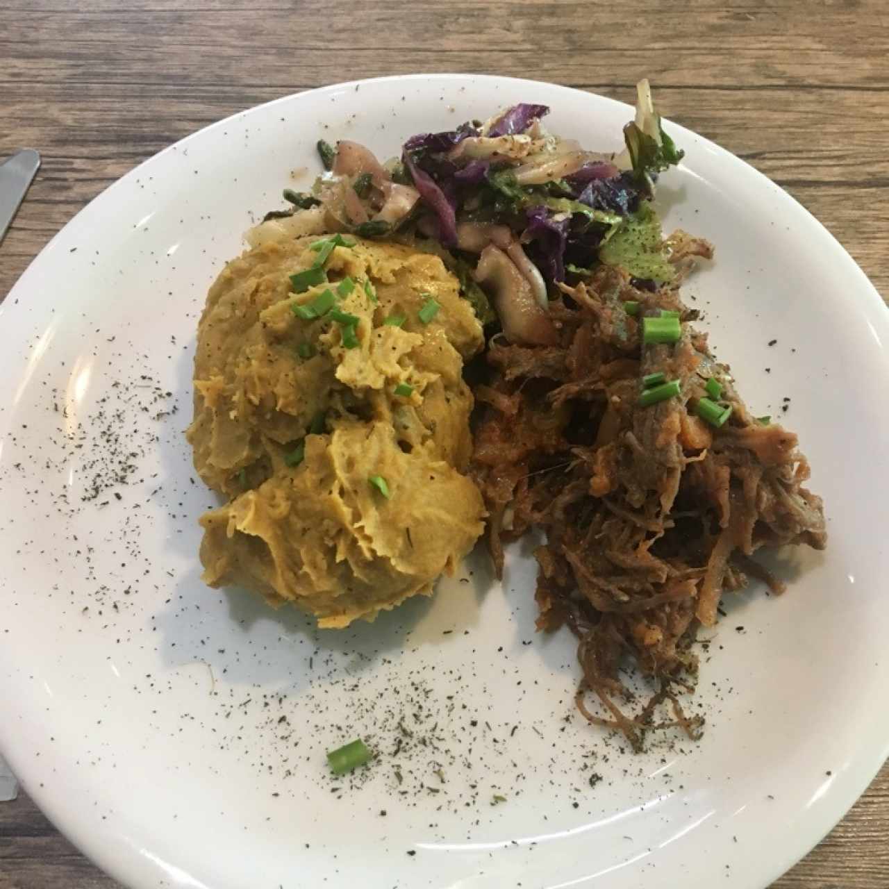 Puré de otoe y ropa vieja