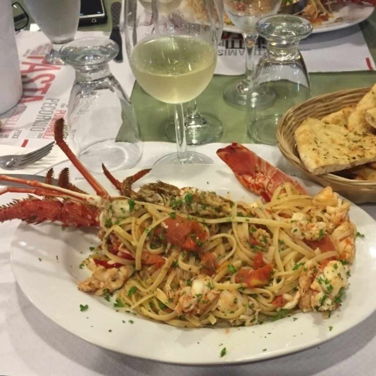 spaguetti con langosta