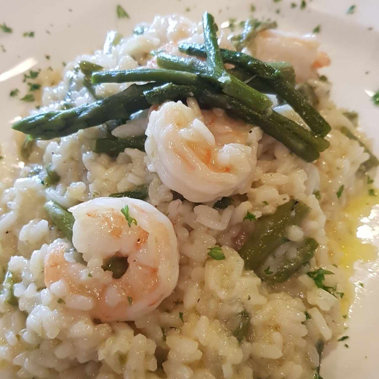 risotto camarones y espárragos 