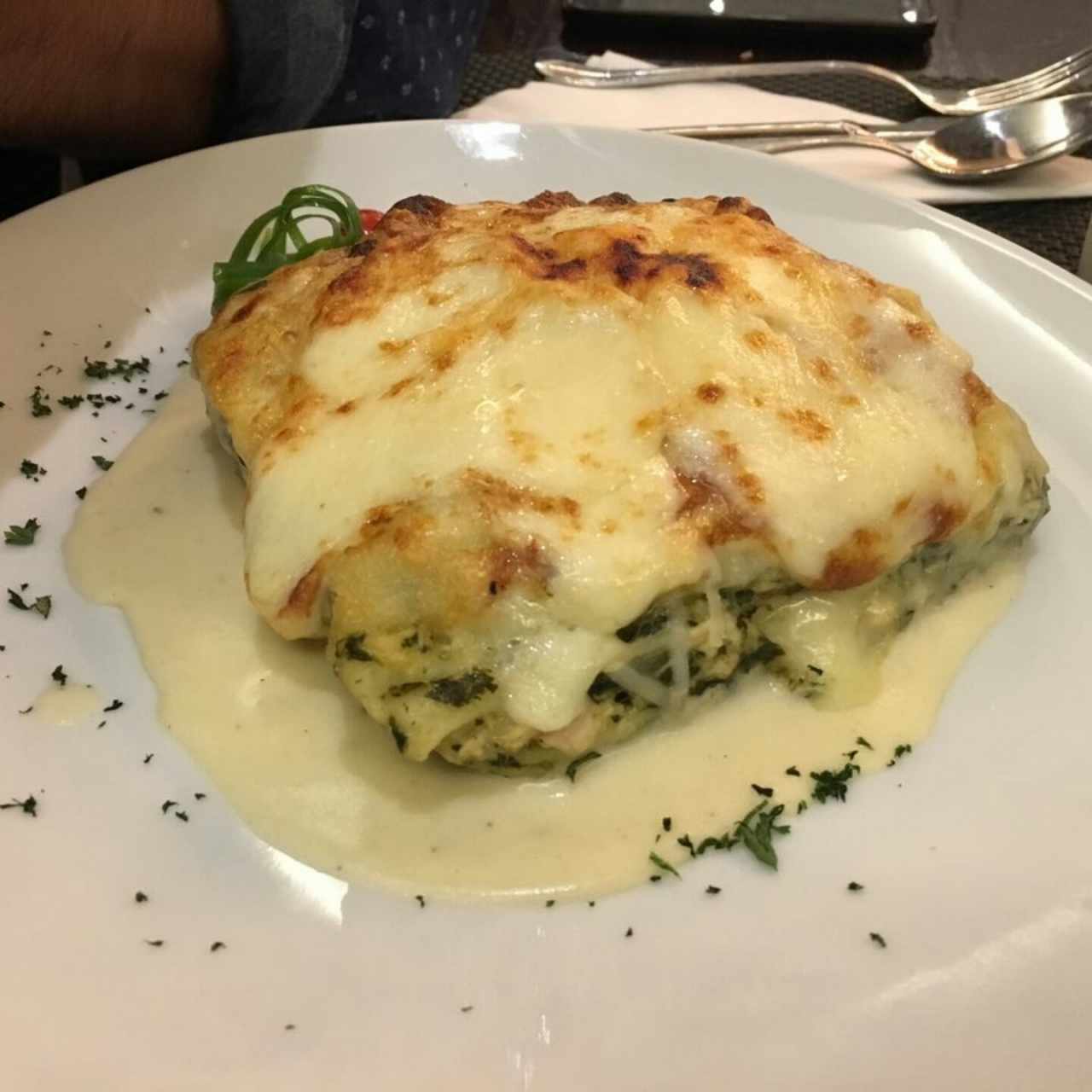 Lasagna pollo y espinacas