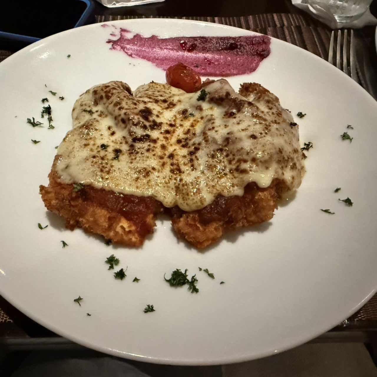 Milanesa de filete de res a la napolitana