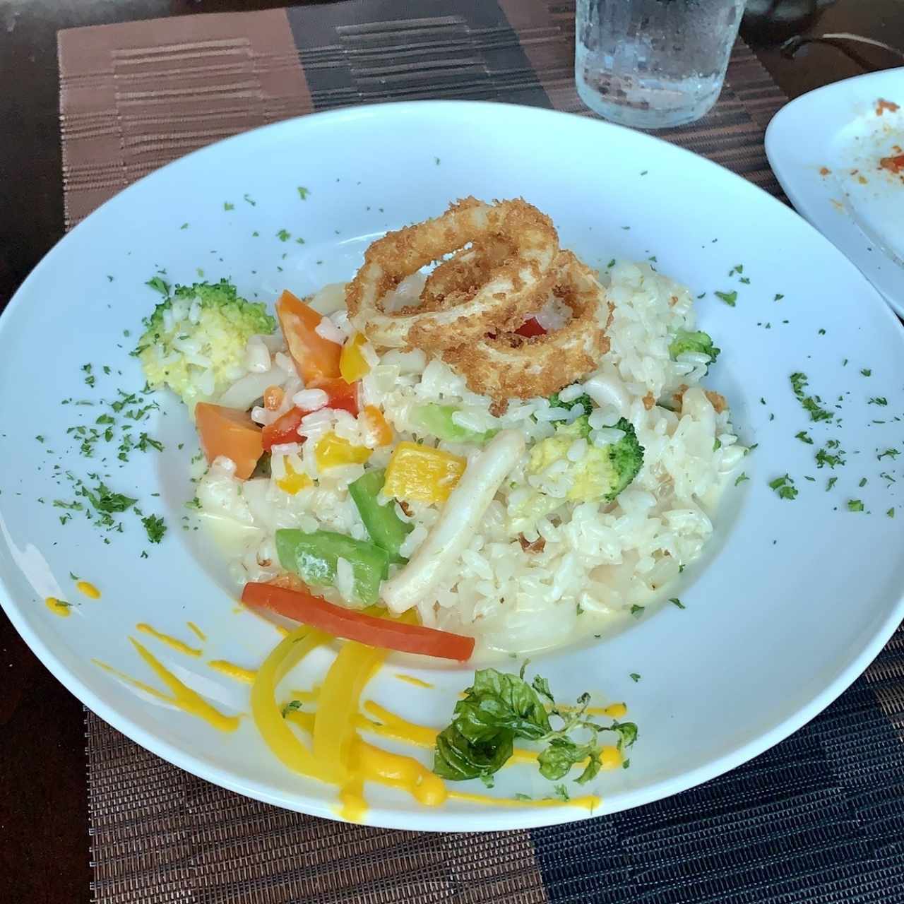 Risotto de calamares con verduras(cremoso y delicioso)