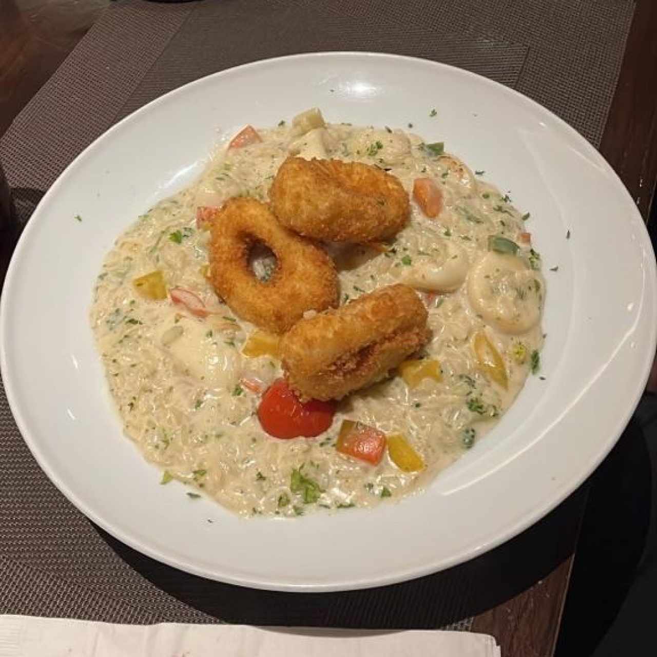 Risotto de calamares con verduras