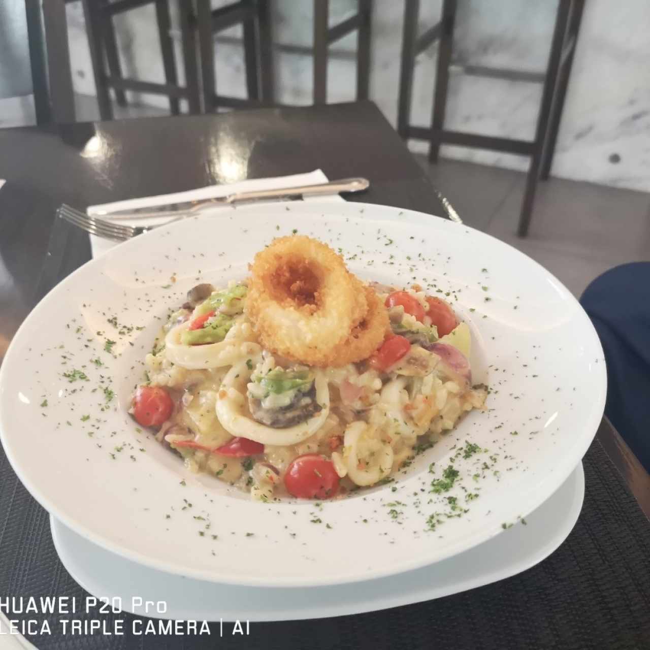 Risotto de calamares con verduras
