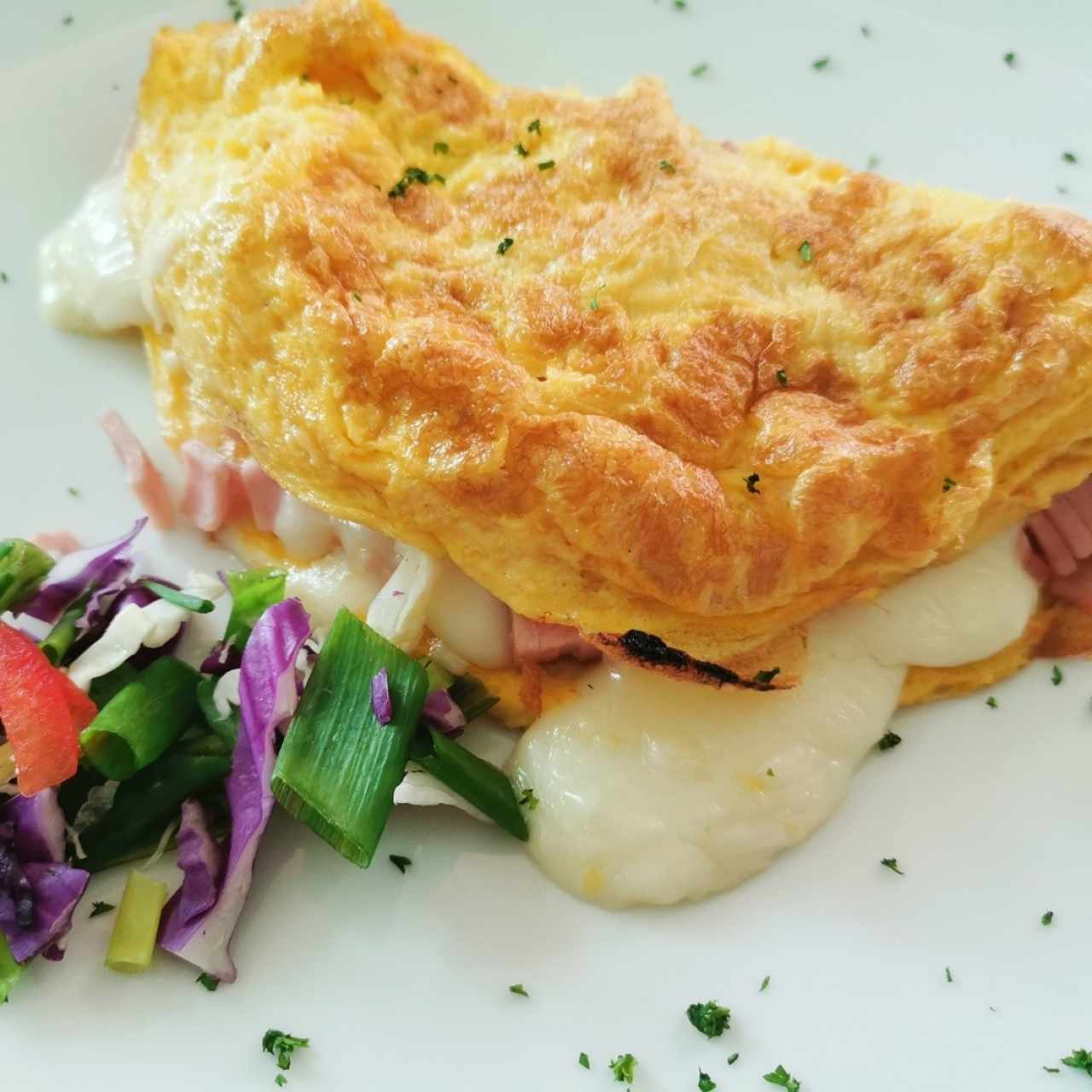 Omelette de jamón y queso