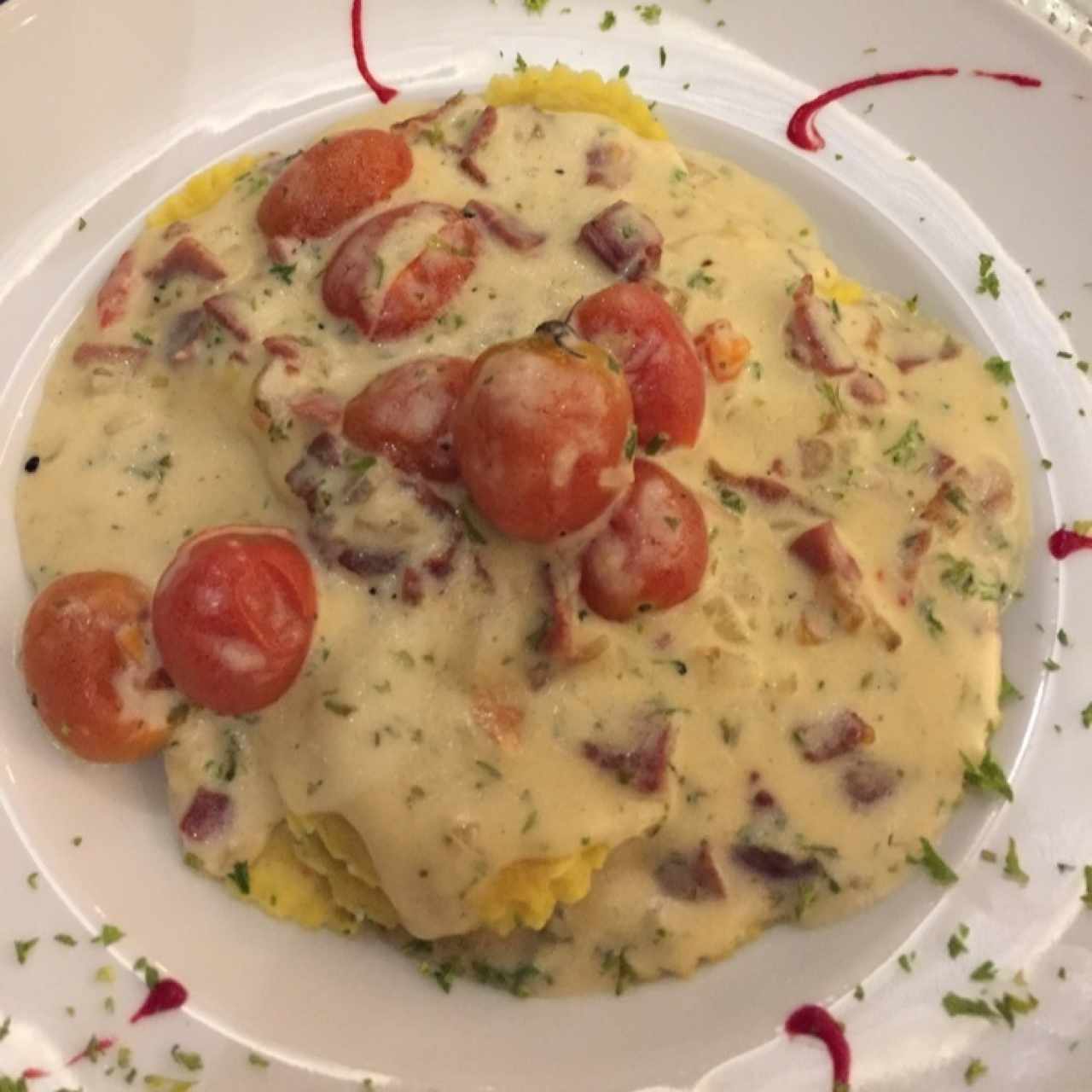 Ravioli de jamón serrano y queso manchego