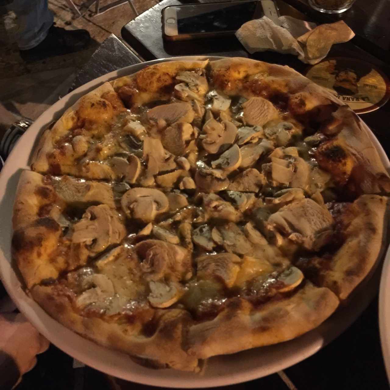pizza de pollos con champiñones