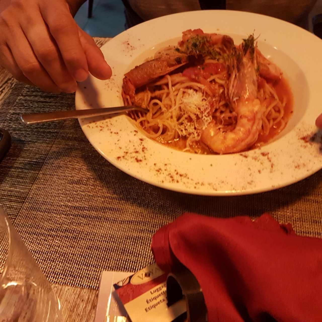 vermicelli con langostinos