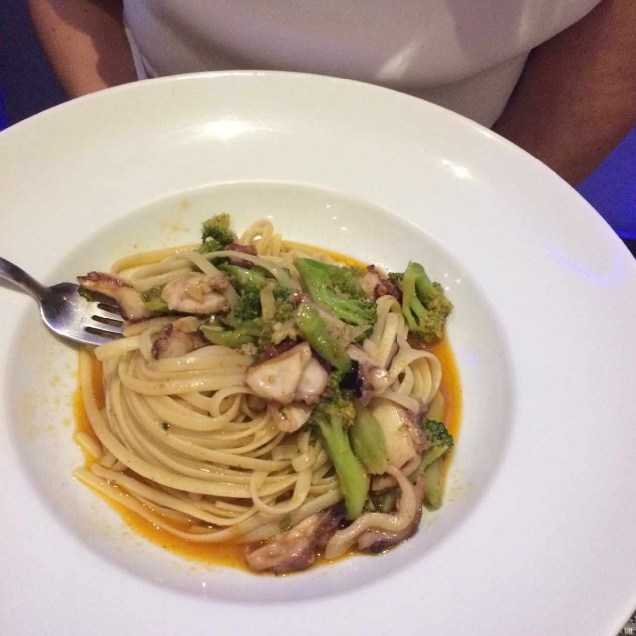 Linguini con Pulpo y Brócoli