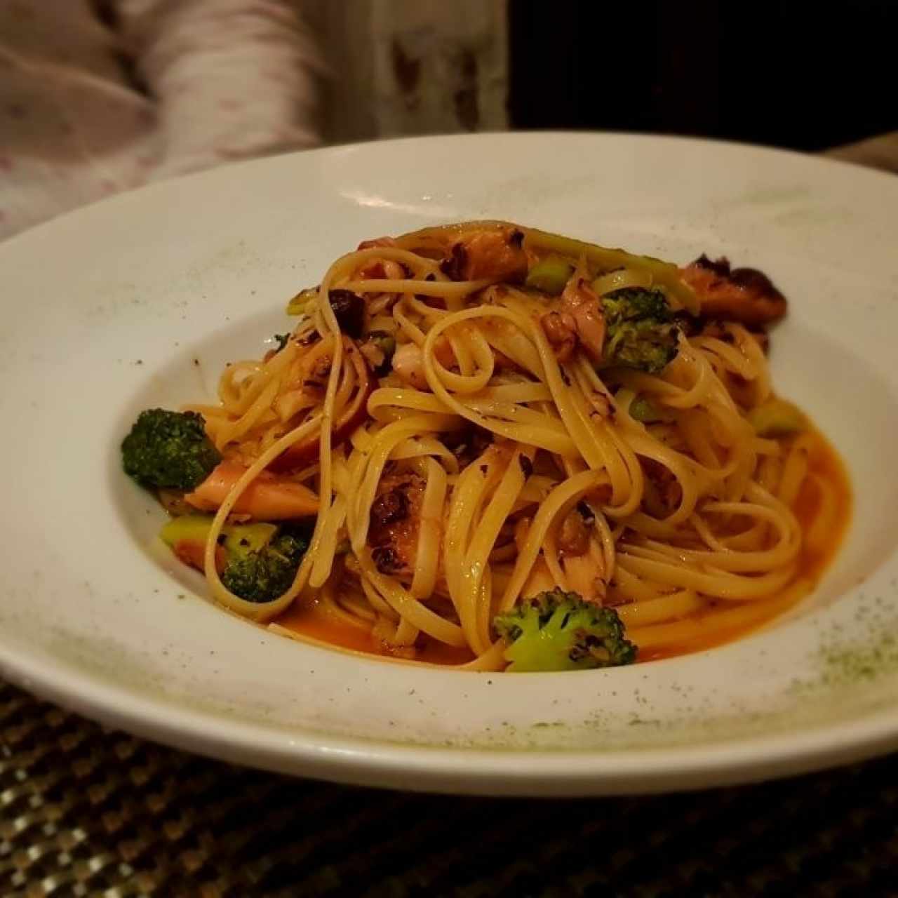Linguini con Pulpo y Brócoli