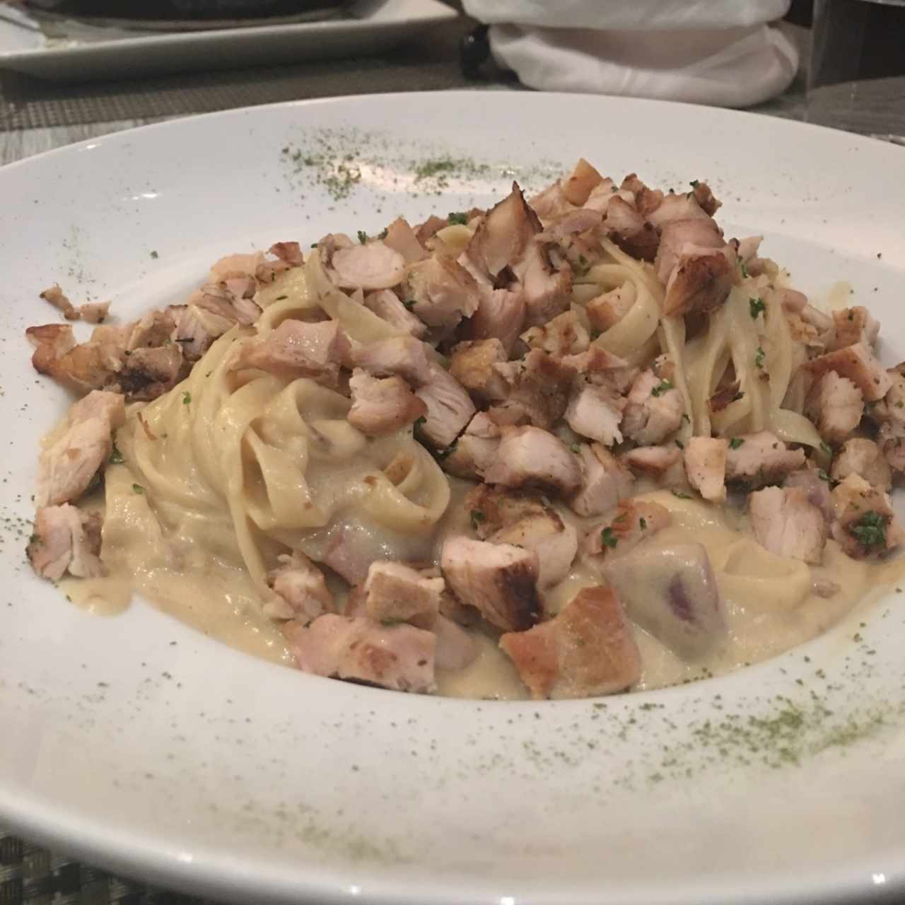 Fettuccine a la Strega y pollo