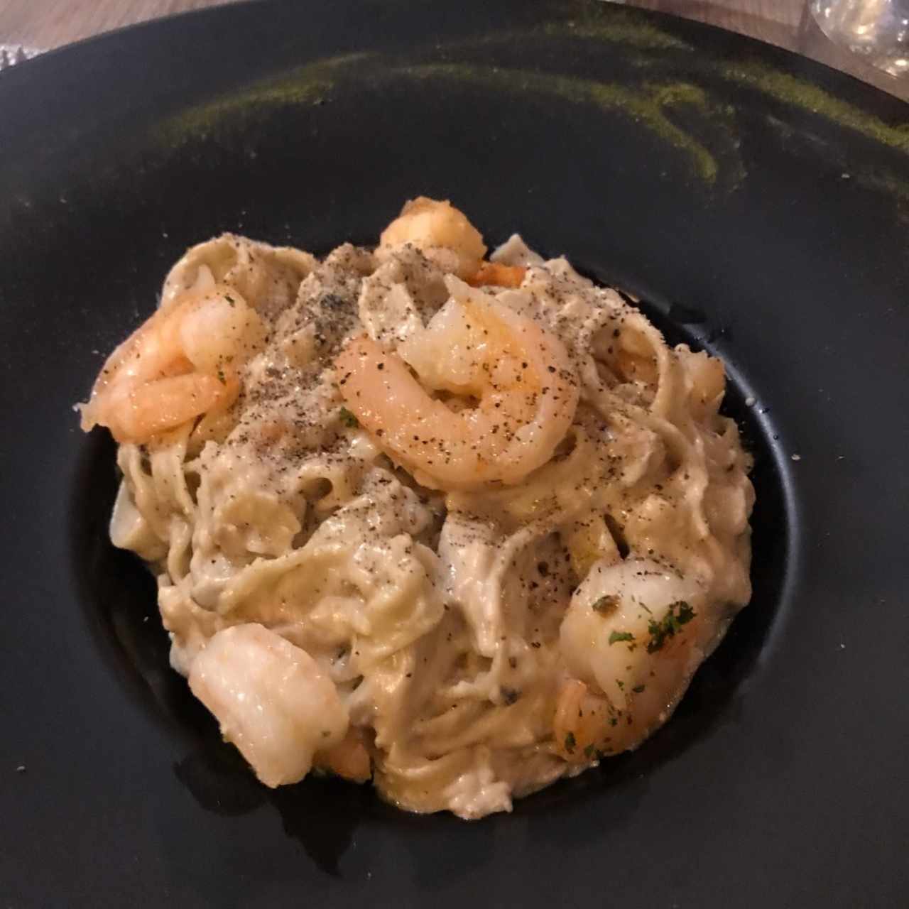 pasta la strega con camarones