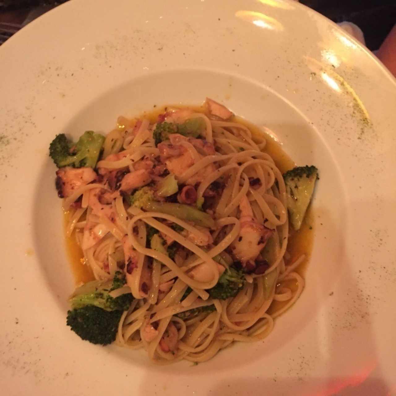 Linguini con Pulpo y Brócoli