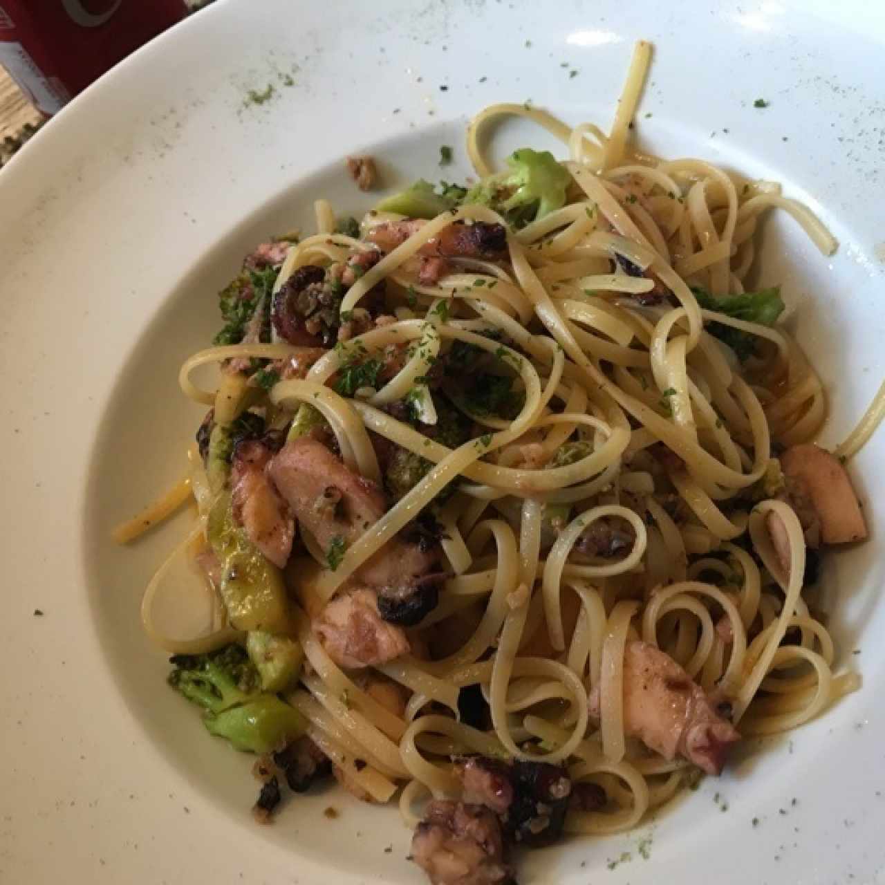 Linguini con Pulpo y Brócoli