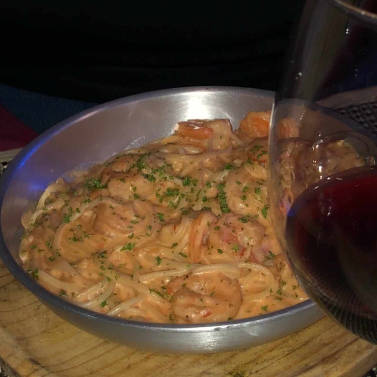 Linguini con Camaron y Brócoli