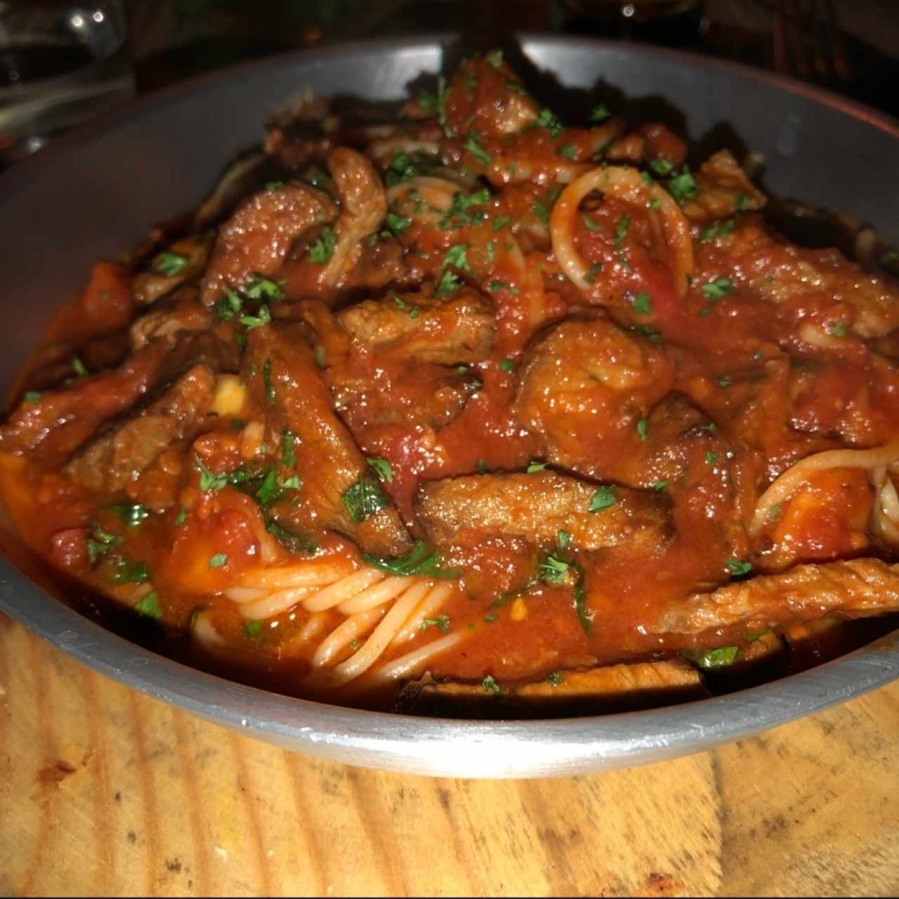 Strogonoff de Res con pasta a la crema