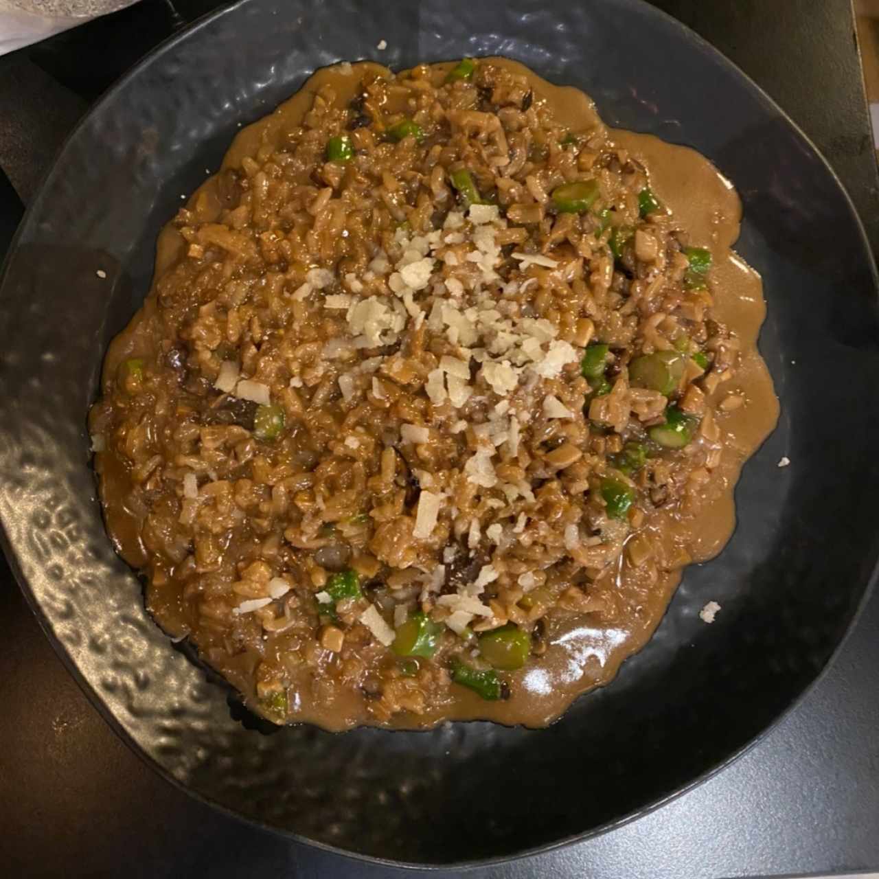 Rissotto de hongos y espárragos