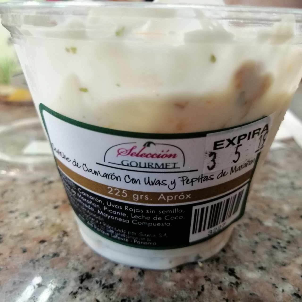 ceviche camaron con uvas y pepitas de marañon