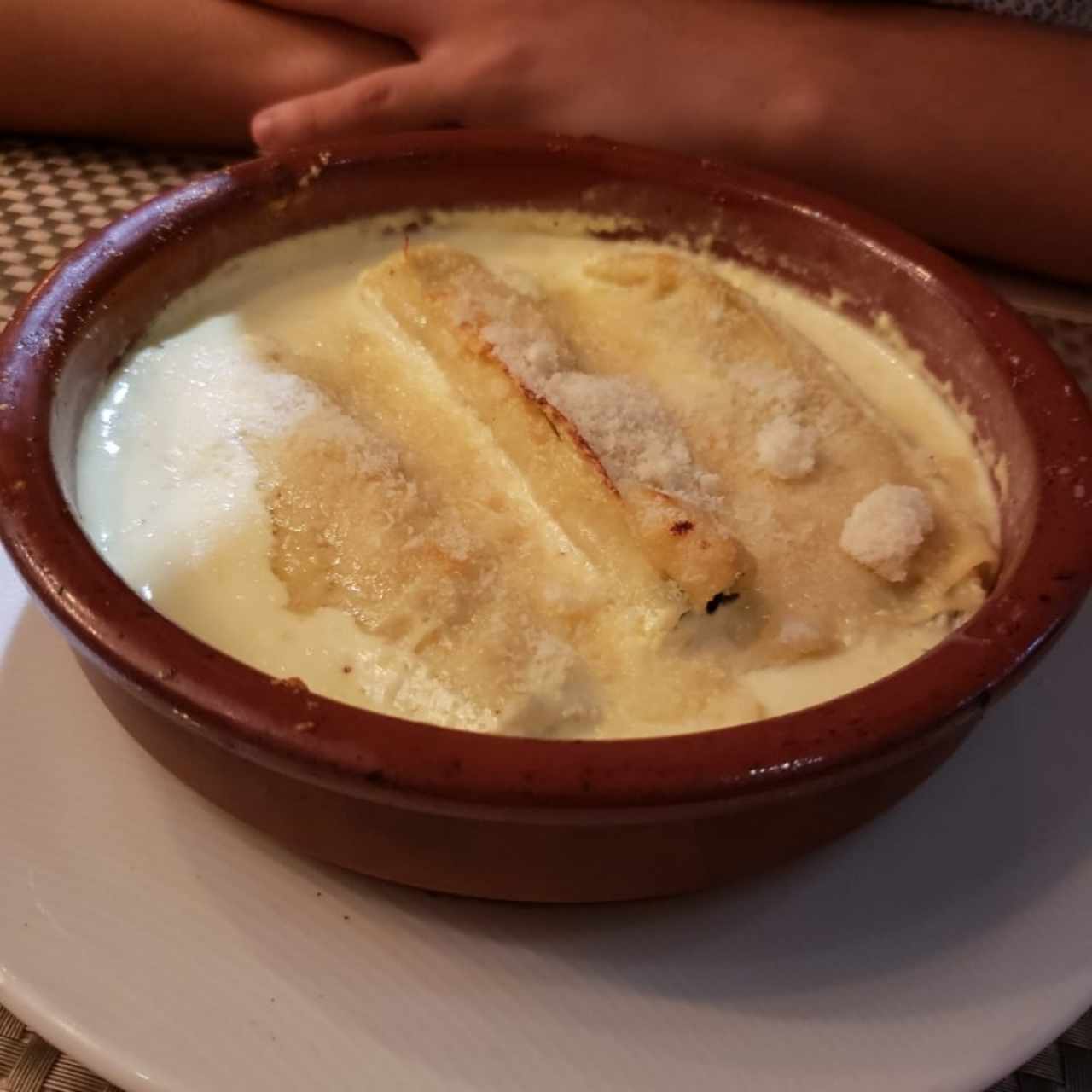 canelones de espinaca en salsa de crema