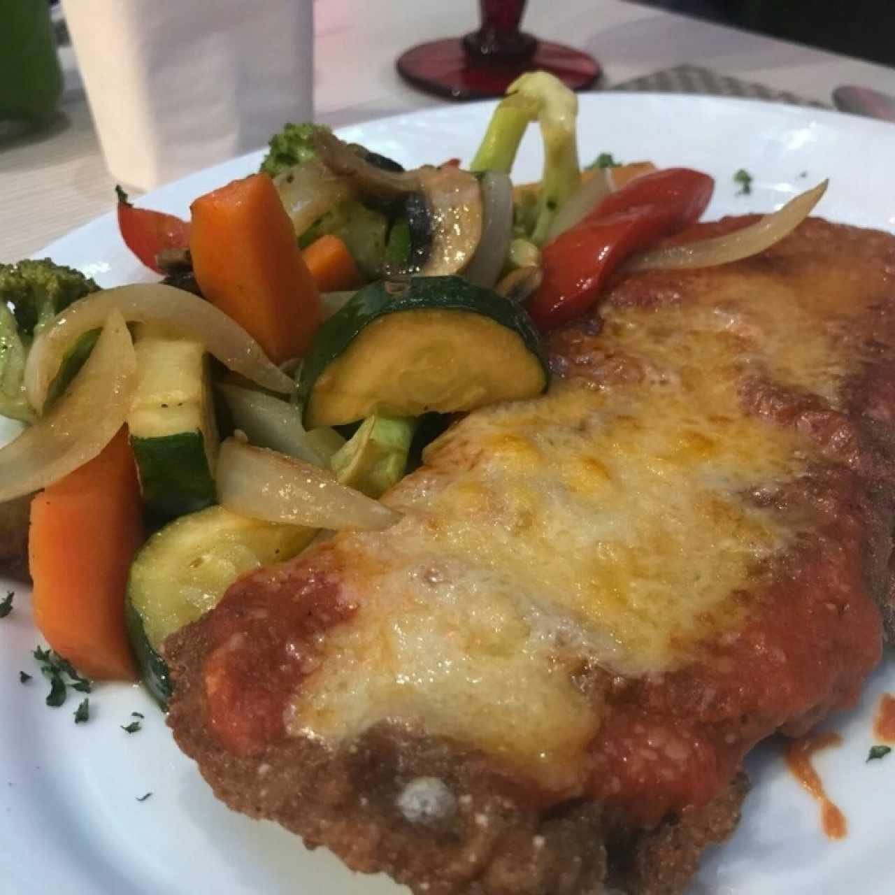 carne apanada con vegetales