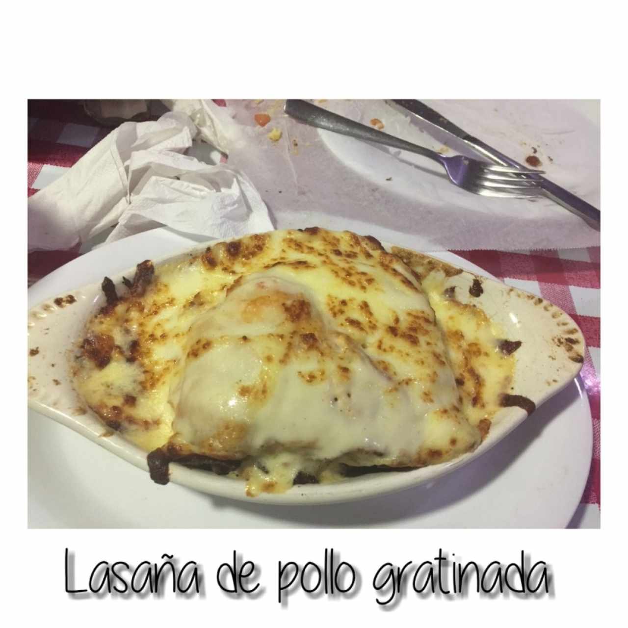 lasaña de pollo gratinada