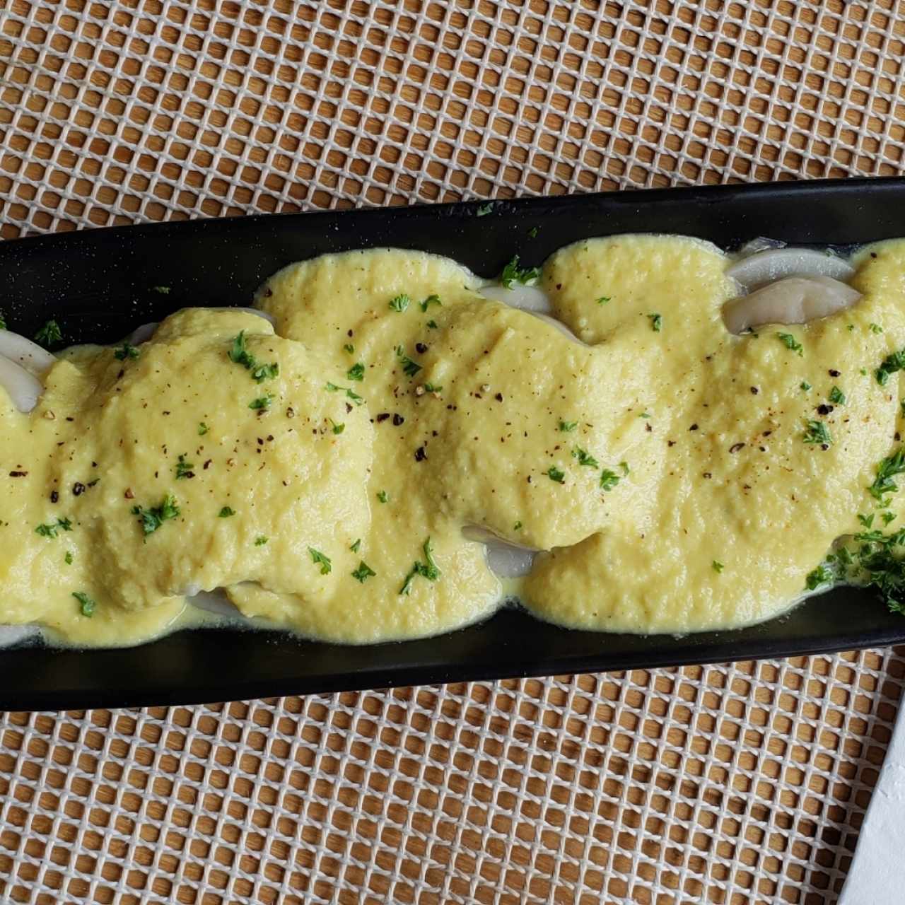 Sorrentino de Corvina y camarón 