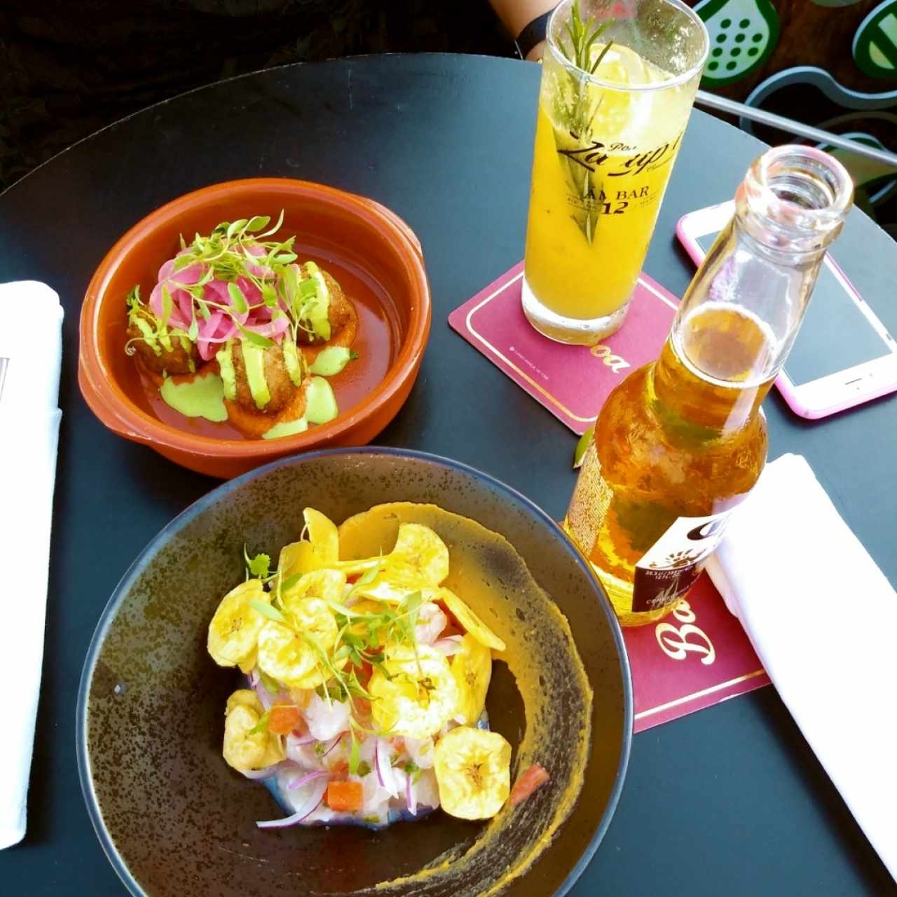 Croquetas de pierna de Cordero & Ceviche en leche de Tigre