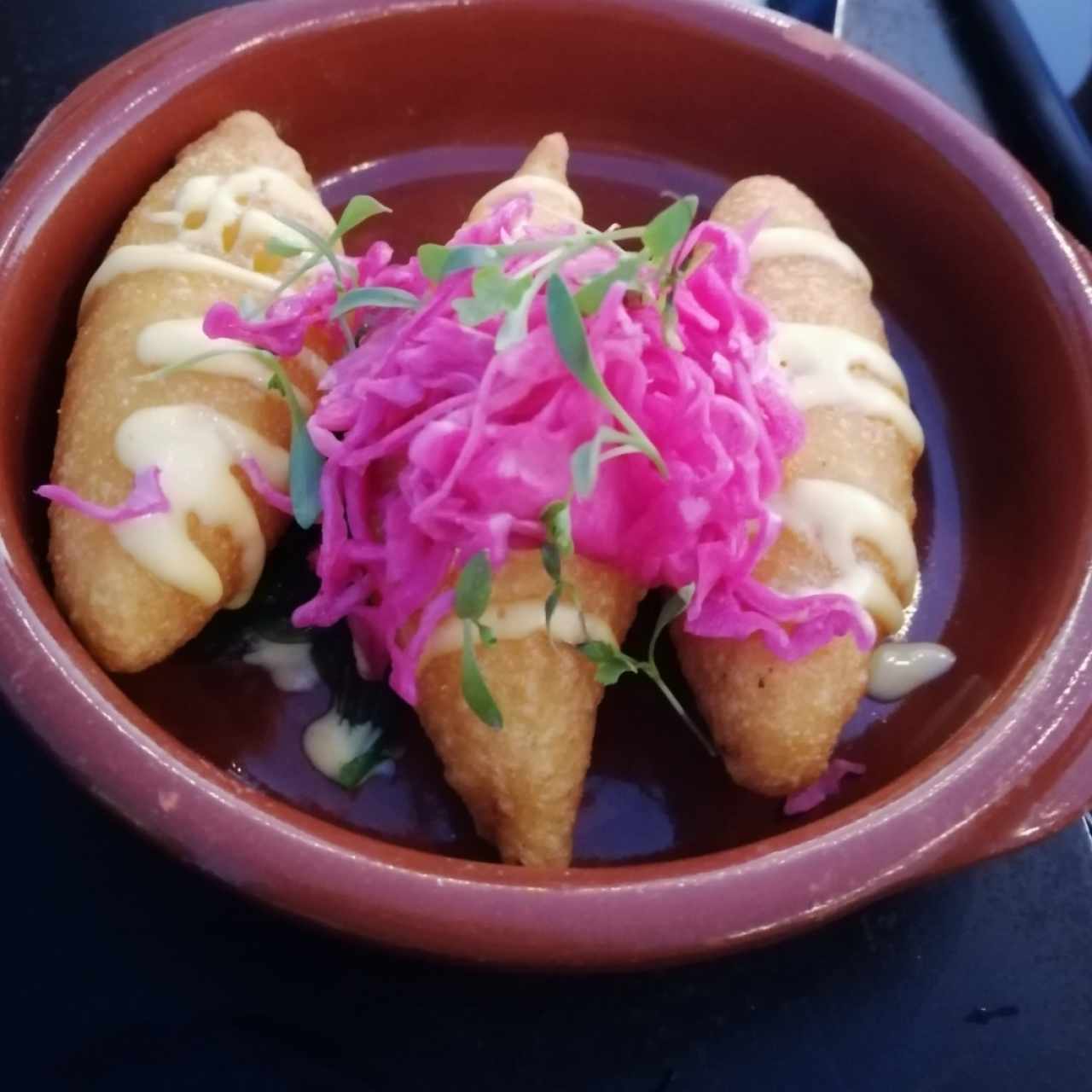 Carimañolas de Pulpo y Yuca con Mayonesa de Aji
