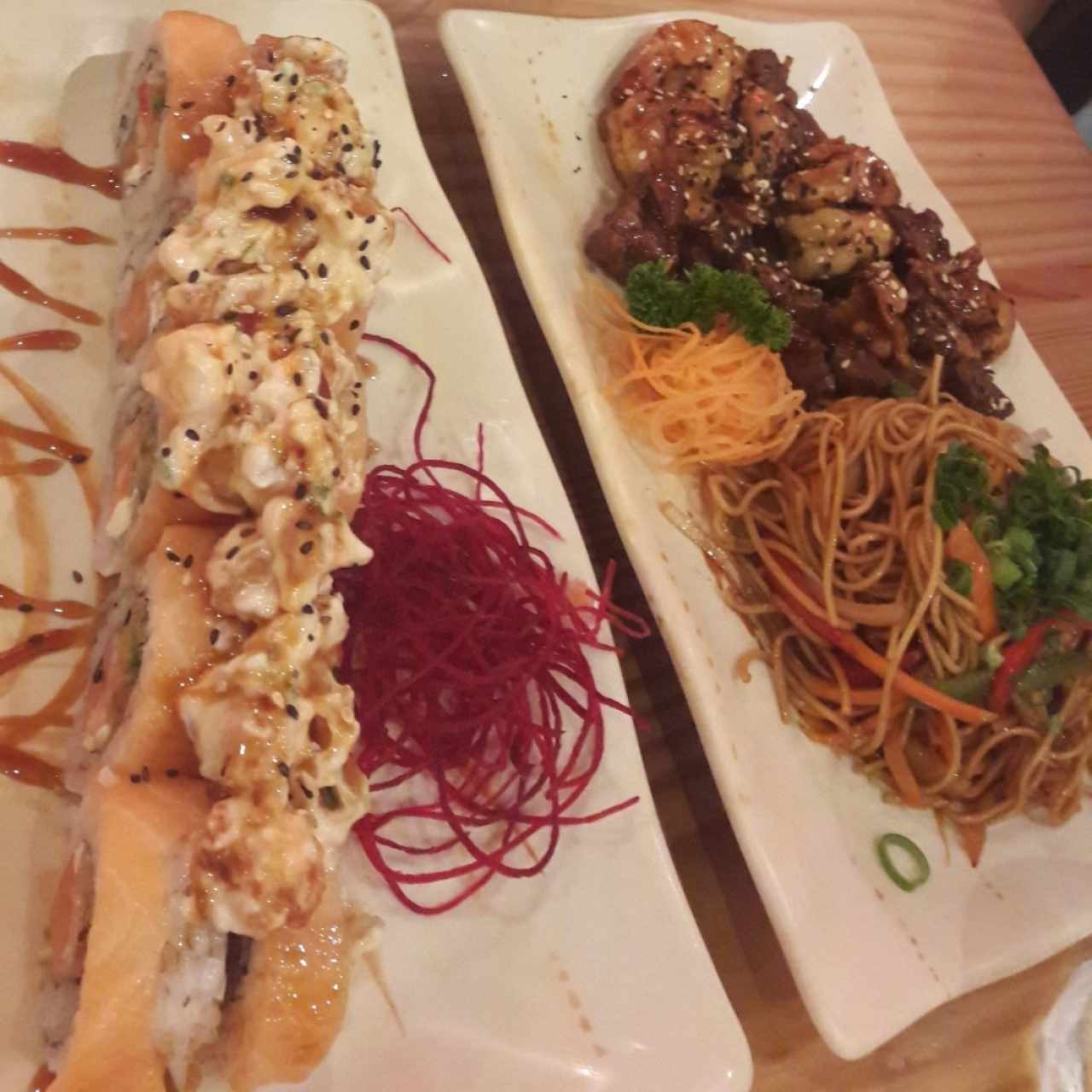 Teppan mixto y sushi especial