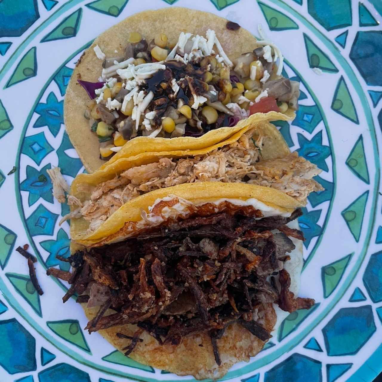 Vegetariano, pollo pistolero y don picaña