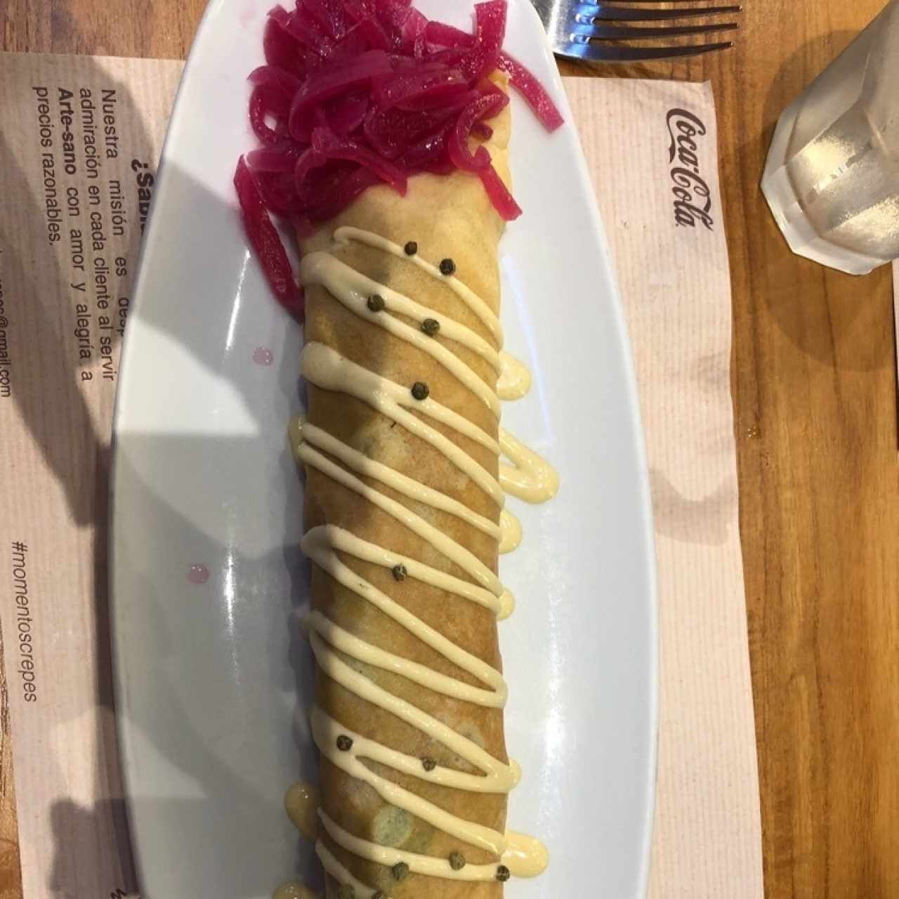 crepe de carne a la mostaza con pimienta verde