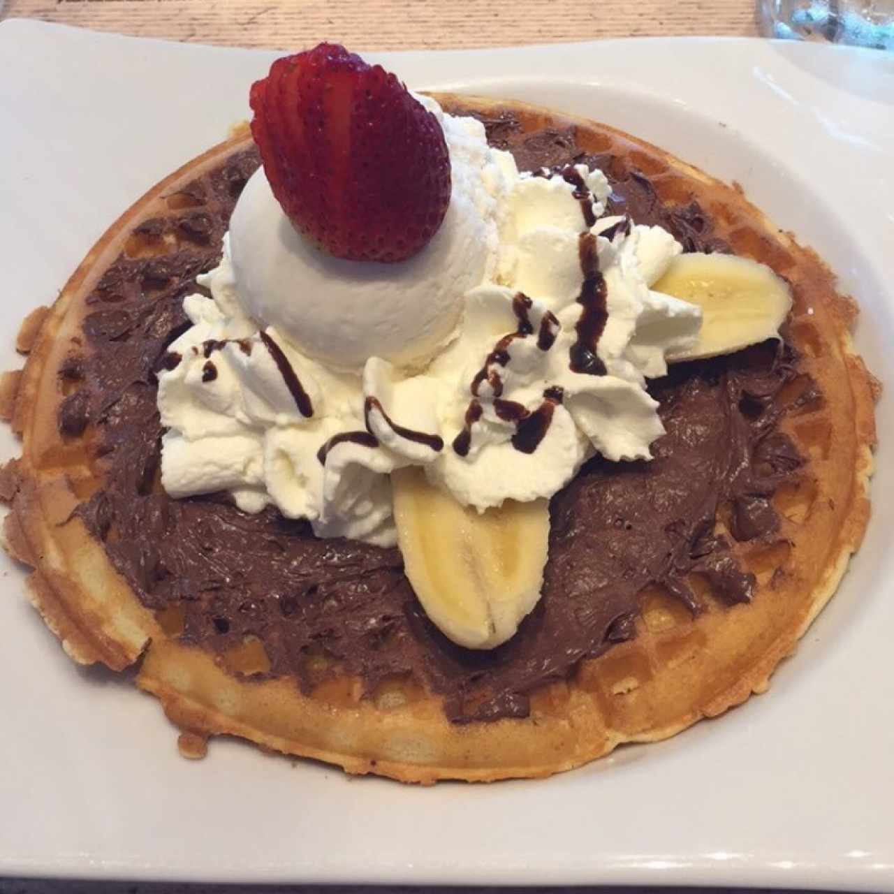Waffle de nutella con banana