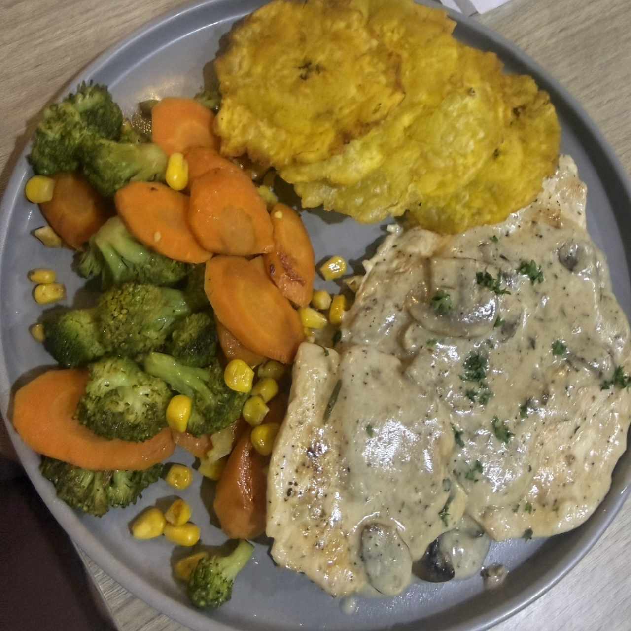 Pollo con champiñones 
