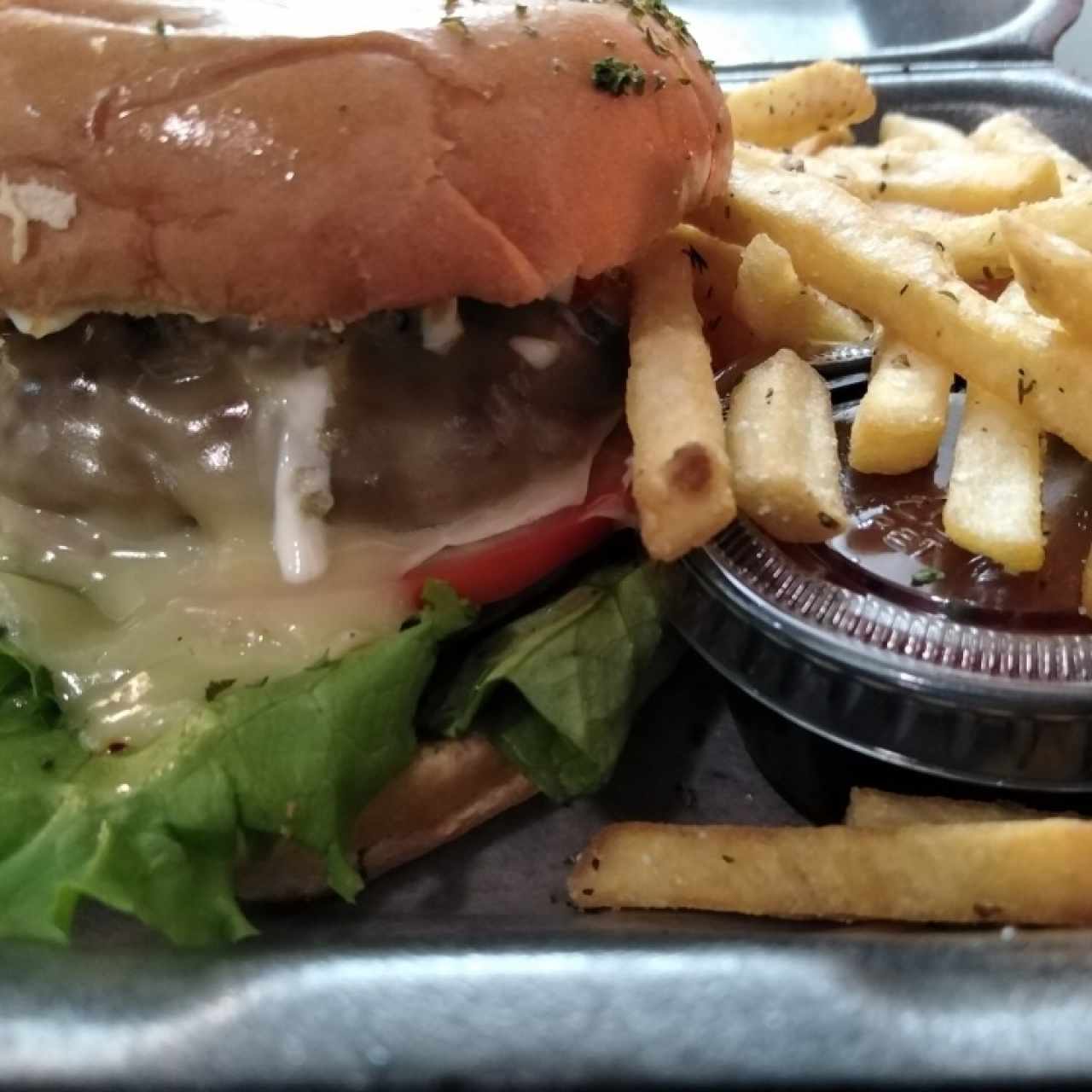 Hamburguesa con champiñones