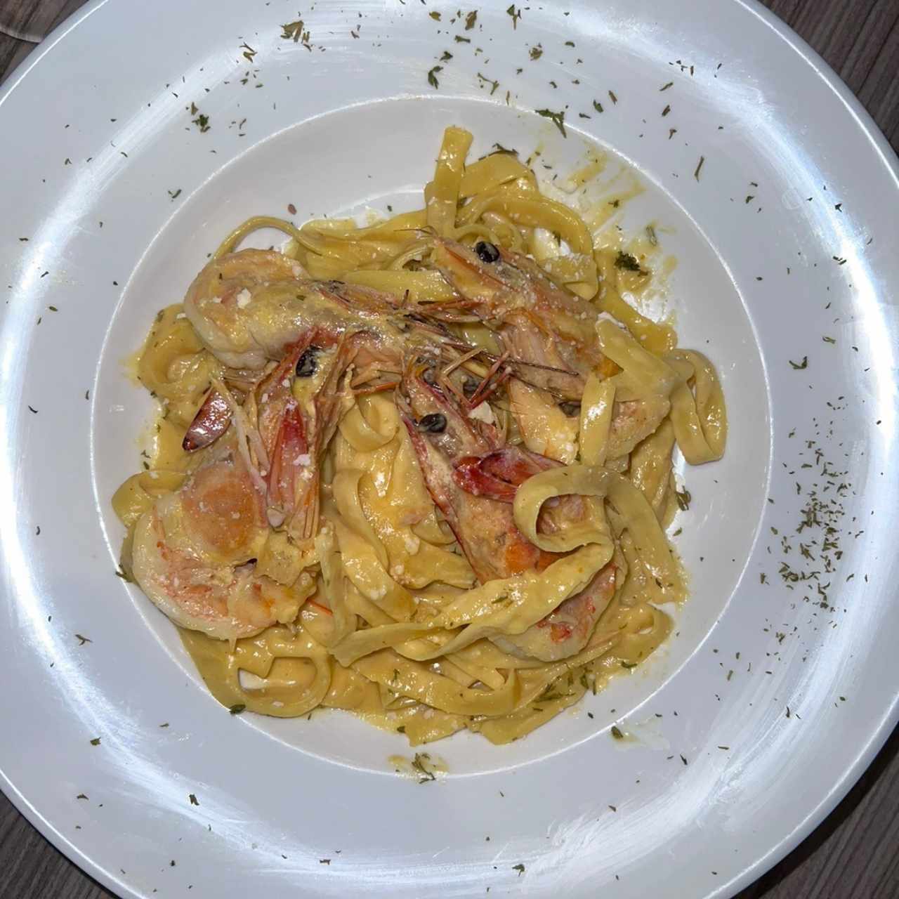 Fetuccine con langostinos