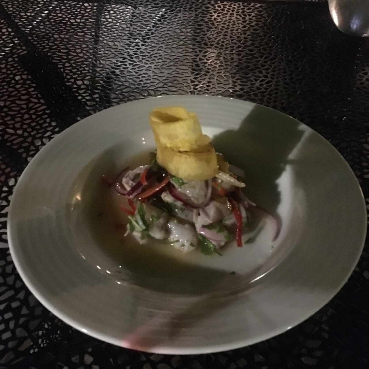 ceviche con salsa de maracuyá