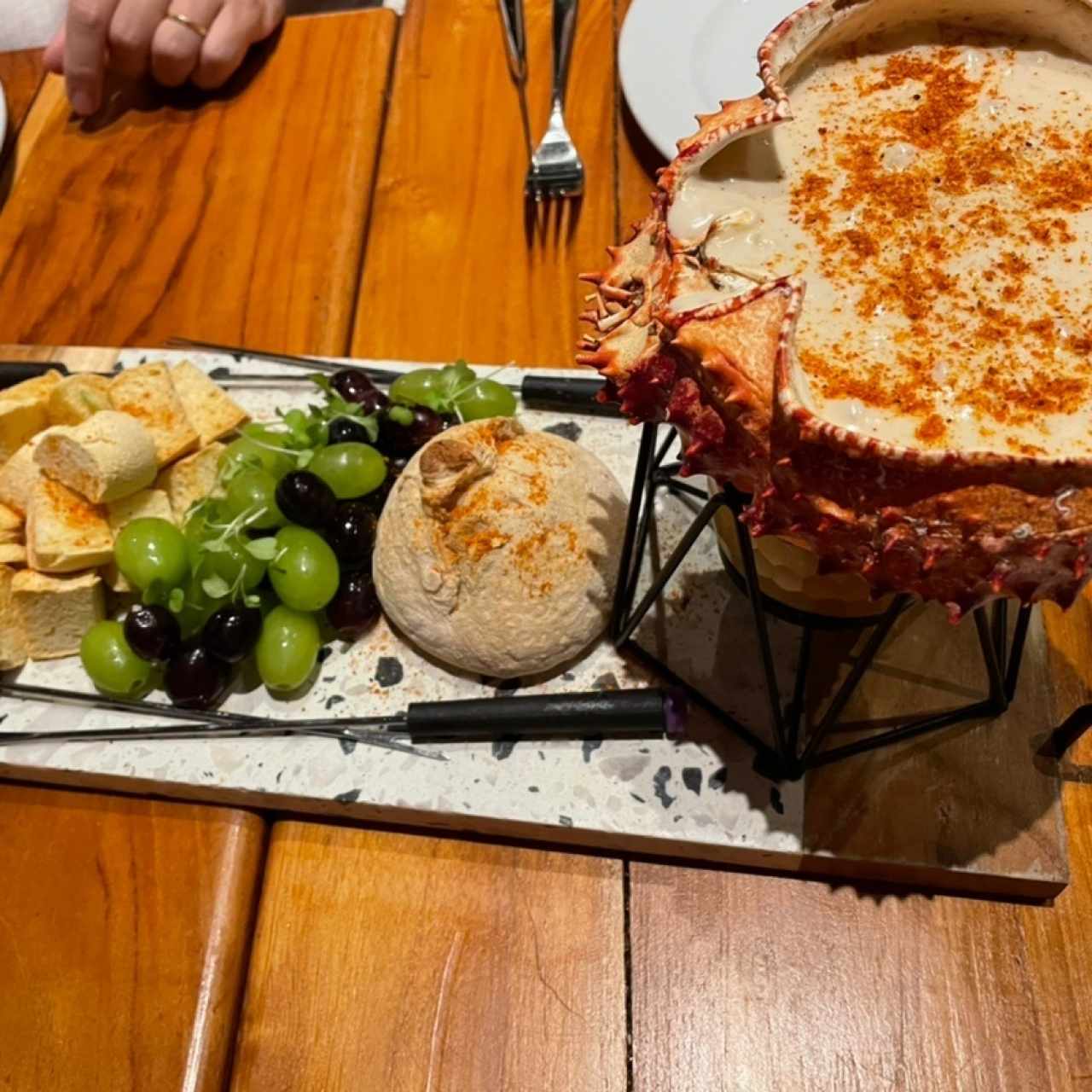 Fondue de centollo . Exquisita