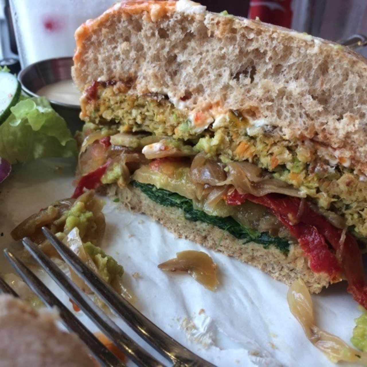 Veggie  (1/4 lb) (No aguanté el hambre y tomé la foto cuando había empezado ajajaj)