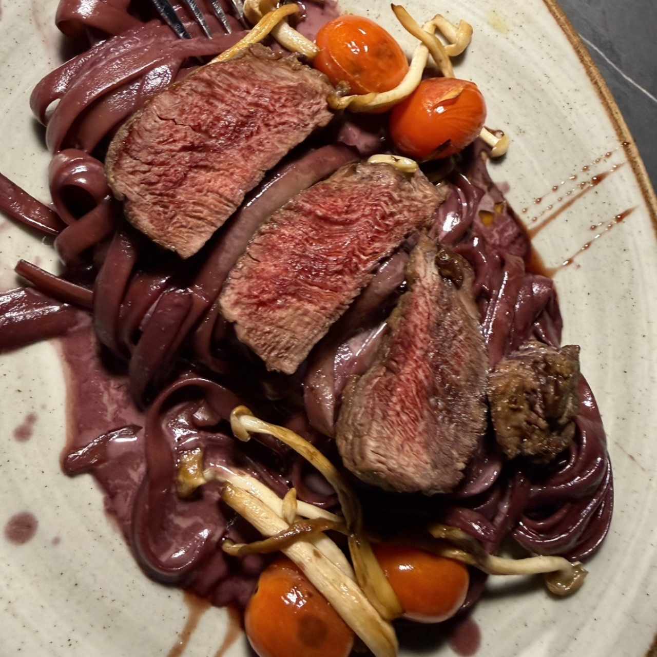 Pasta con reducción al vino 