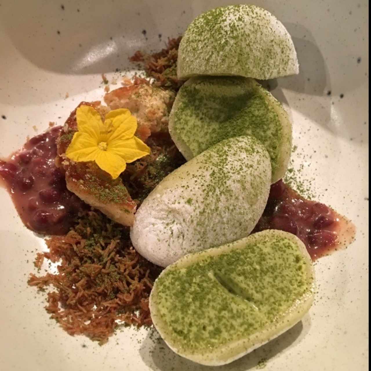 Helado de mochi de té verde