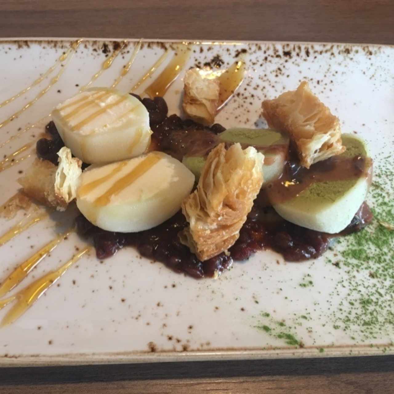 Helado de mochi de té verde