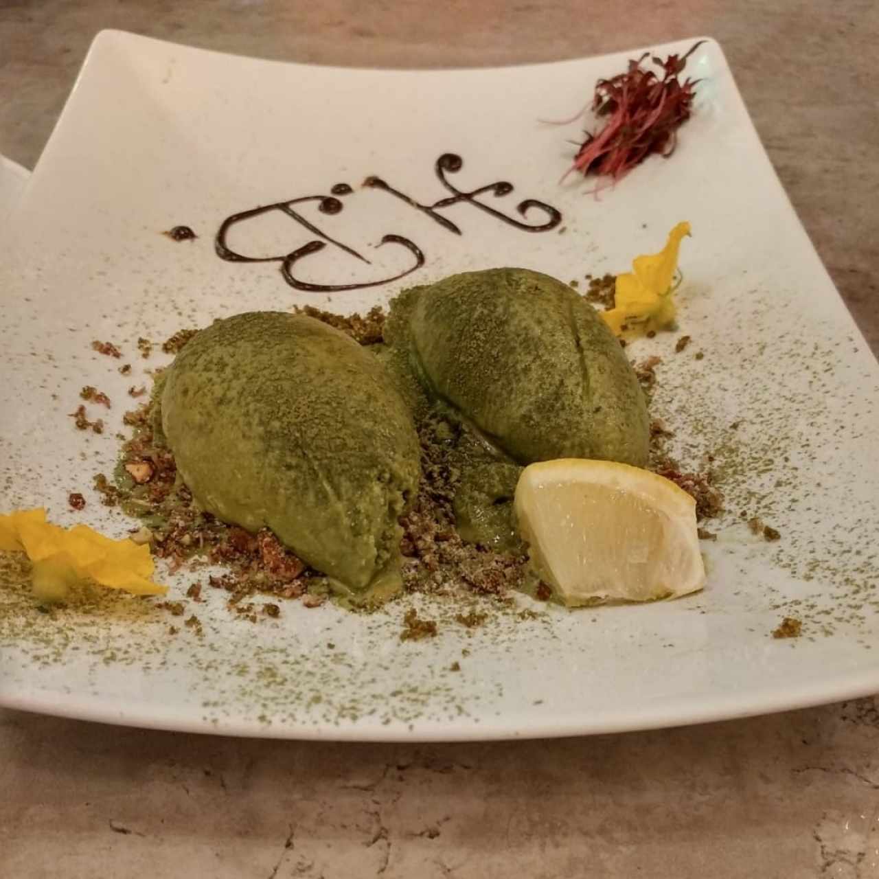 Helado de té verde