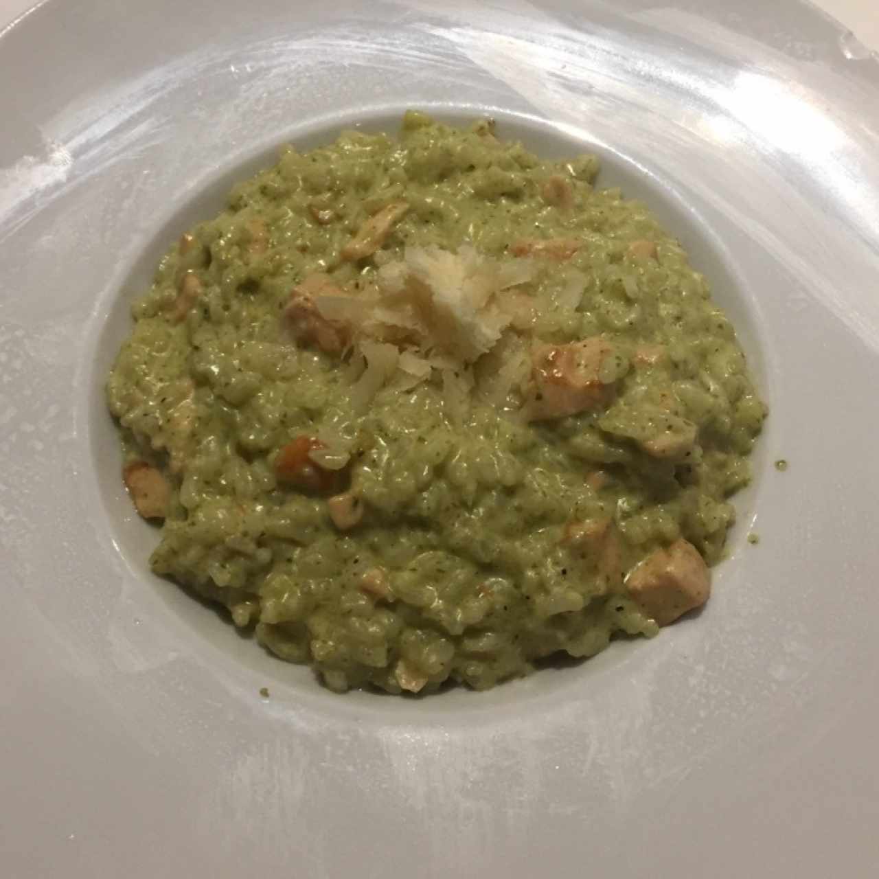 Risotto de cilantro y salmón