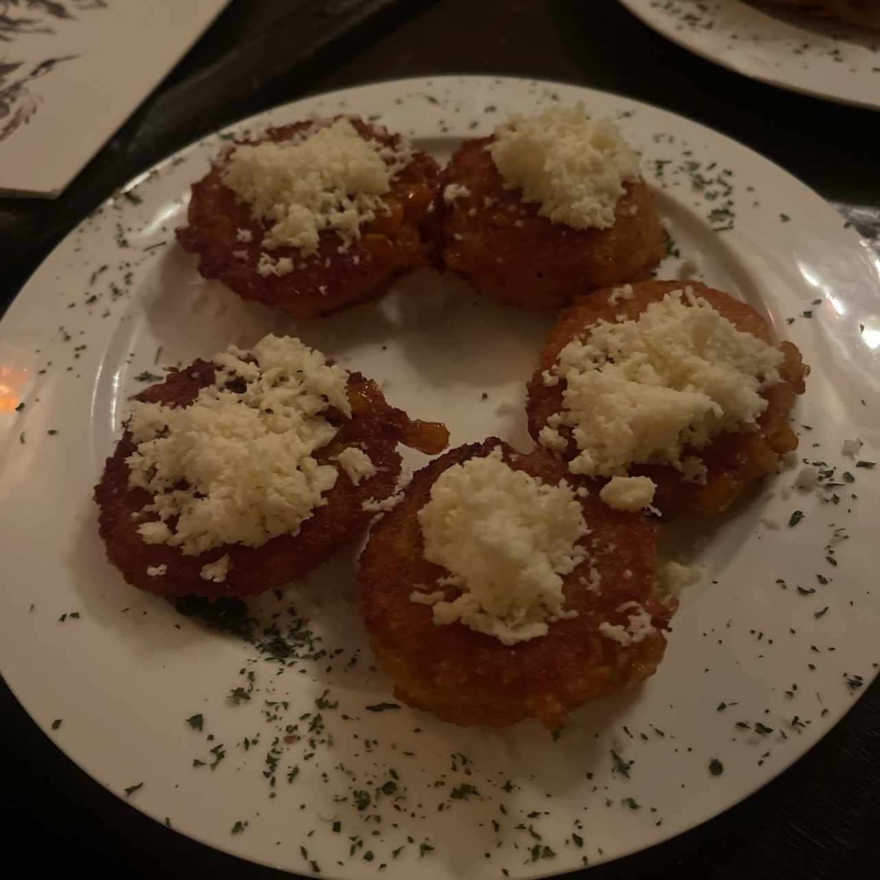 Entradas/Appetizers - Torrejitas de Maíz