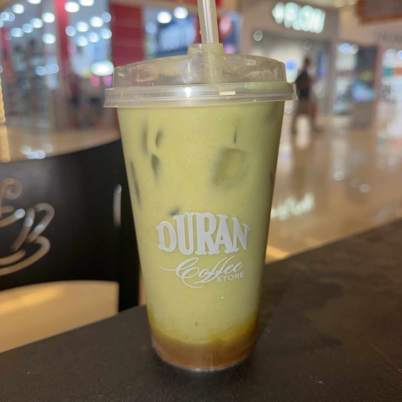 Iced matcha latte passion fruit