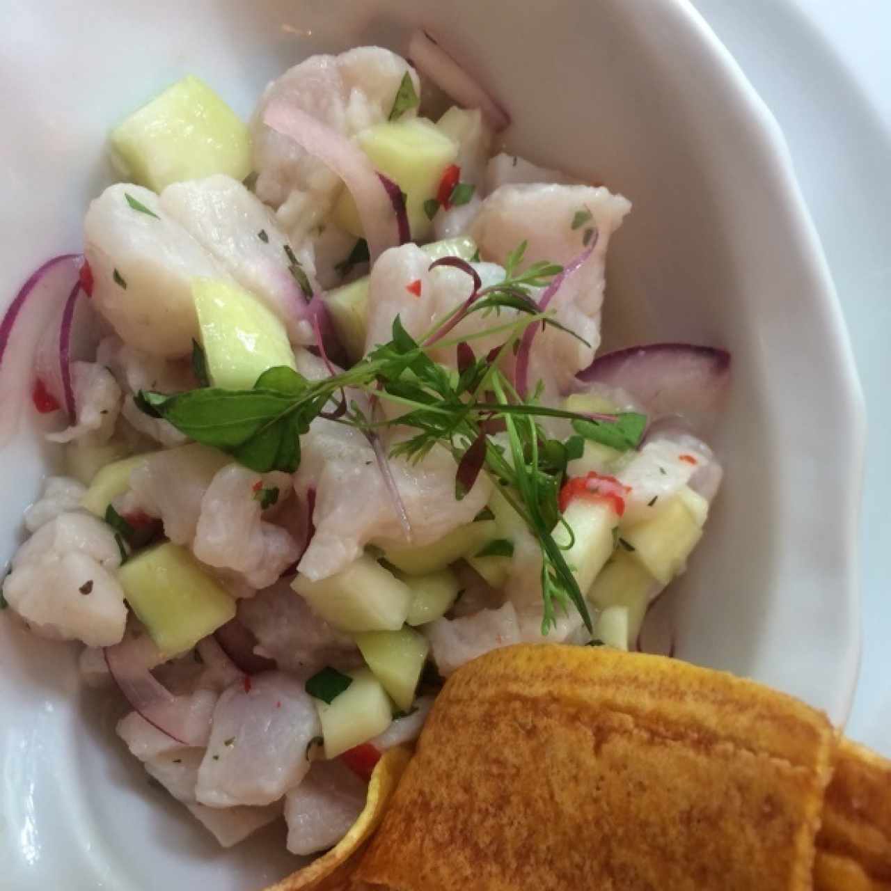 Ceviche de corvina y mango