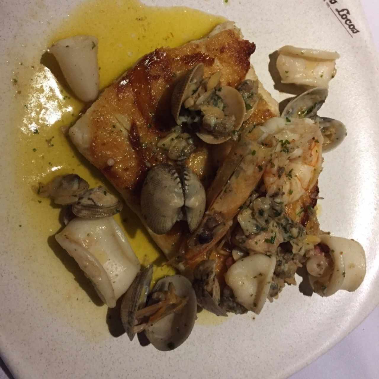 corvina al pescatore con salsa al oleo